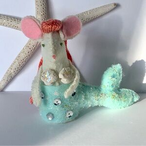 Mermaid Mouse Mermouse! hand-sewn felt fun, minty green tail shells handmade